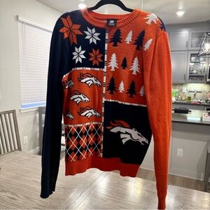NFL Denver Broncos Patchwork Crewneck Sweater - Orange/Navy/White